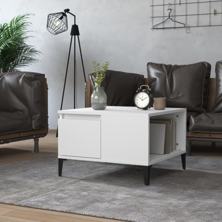 vidaXL Mesa de centro madera contrachapada blanco 55x55x36,5 cm