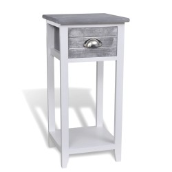 vidaXL Mesita de noche con 1 cajón gris y blanca 
