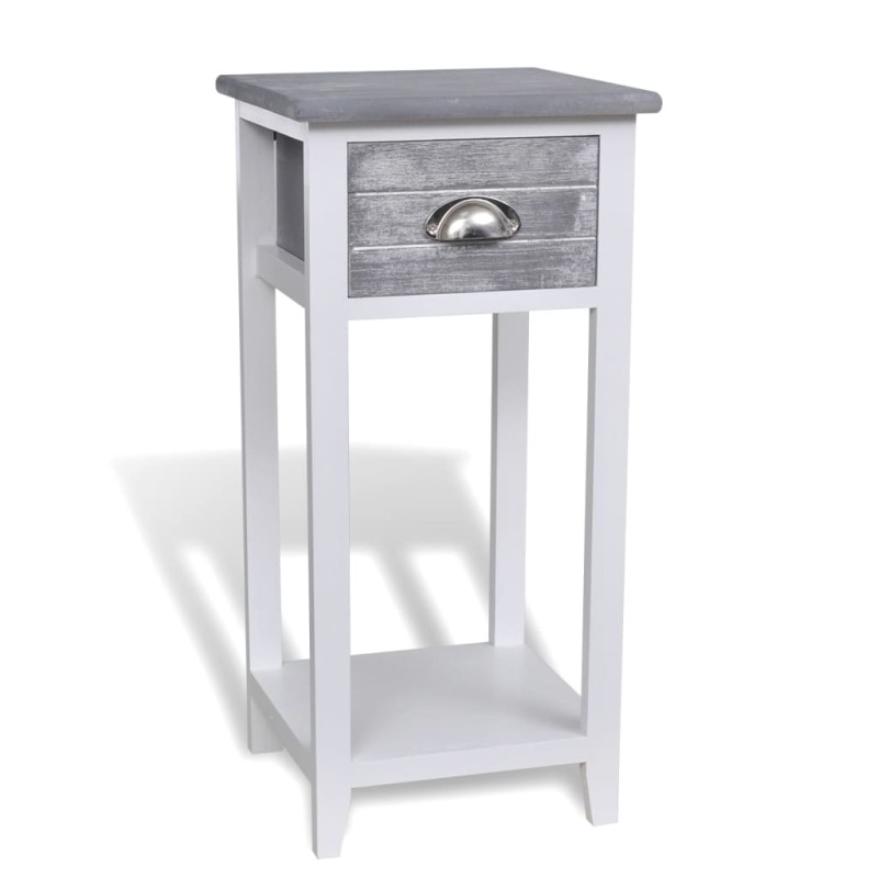 vidaXL Mesita de noche con 1 cajón gris y blanca vidaXL Mesita de noche con 1 cajón gris y blanca