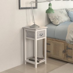 vidaXL Mesita de noche con 1 cajón gris y blanca 