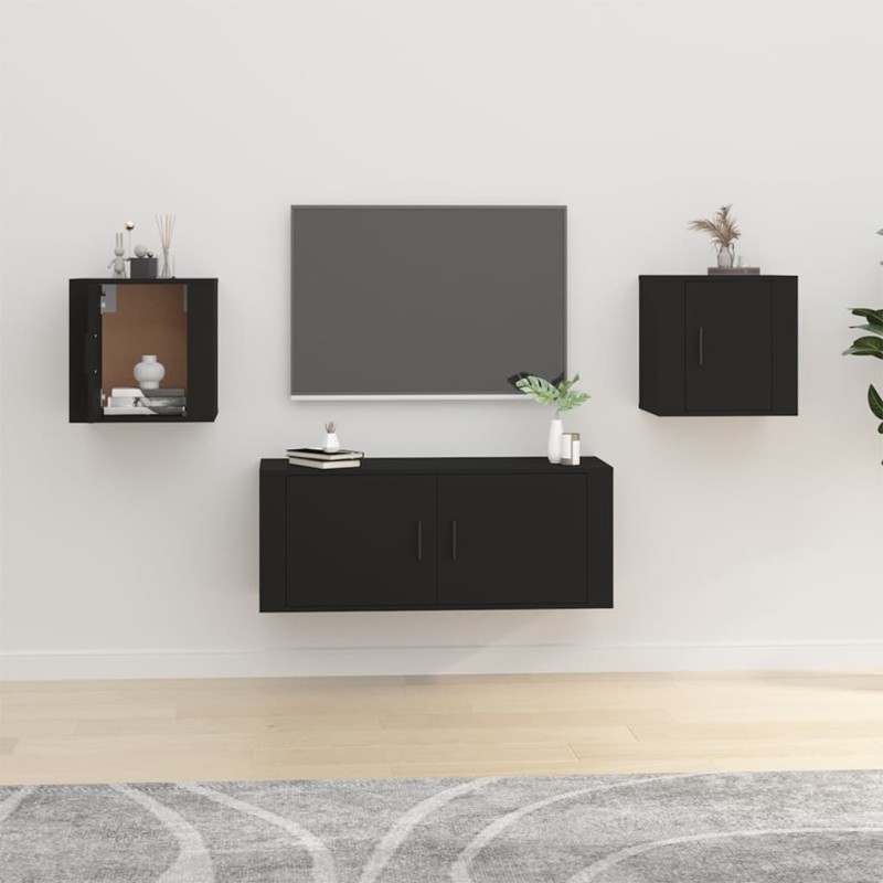 vidaXL Muebles para TV de pared 2 uds negro 40x34,5x40 cm vidaXL Muebles para TV de pared 2 uds negro 40x34,5x40 cm