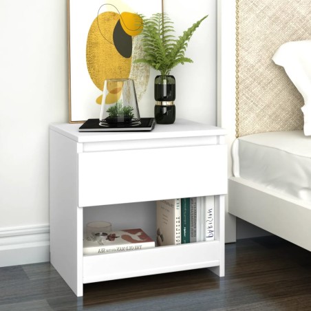 vidaXL Mesita de noche de madera contrachapada blanco 40x30x39 cm