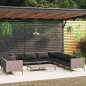 vidaXL Muebles de jardín 10 pzas y cojines ratán sintético gris oscuro