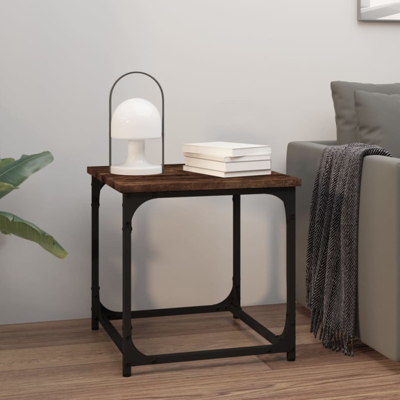 vidaXL Mesa auxiliar madera contrachapada roble ahumado 40x40x40 cm vidaXL Mesa auxiliar madera contrachapada roble ahumado 40x40x40 cm