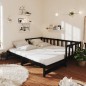 vidaXL Sofá cama extraíble madera maciza de pino negro 2x(90x200) cm