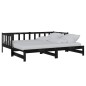 vidaXL Sofá cama extraíble madera maciza de pino negro 2x(90x200) cm