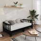 vidaXL Sofá cama extraíble madera maciza de pino negro 2x(90x200) cm