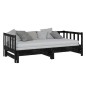 vidaXL Sofá cama extraíble madera maciza de pino negro 2x(90x200) cm