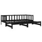 vidaXL Sofá cama extraíble madera maciza de pino negro 2x(90x200) cm