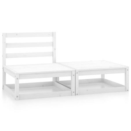 vidaXL Set de salón de jardín de 2 piezas blanco madera maciza de pino