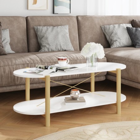 vidaXL Mesa de centro madera contrachapada blanco 110x48x40 cm