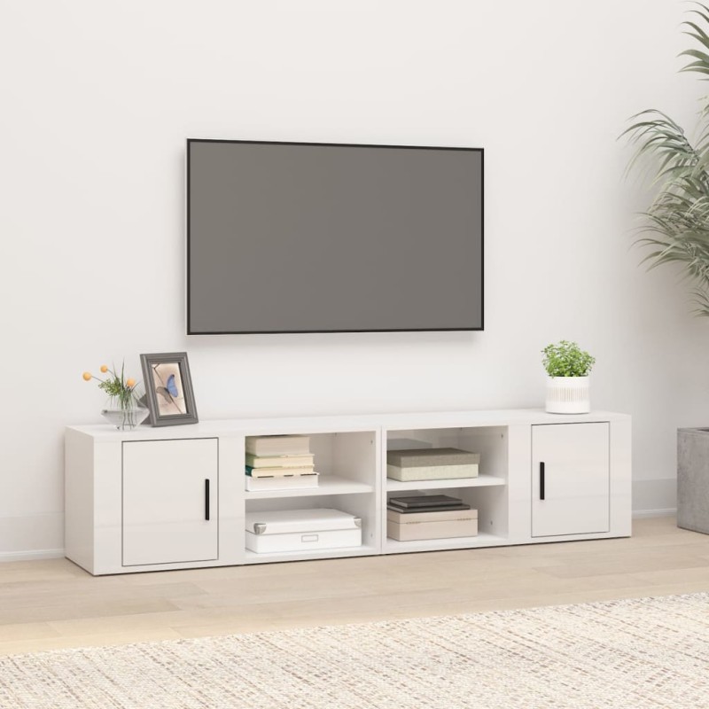 vidaXL Muebles para TV 2 uds madera blanco brillo 80x31,5x36 cm vidaXL Muebles para TV 2 uds madera blanco brillo 80x31,5x36 cm