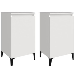 vidaXL Mesitas de noche 2 uds madera blanco brillante 40x35x70 cm