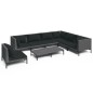 vidaXL Set sofás de jardín 8 pzas cojines ratán sintético gris oscuro vidaXL Set sofás de jardín 8 pzas cojines ratán sintético gris oscuro