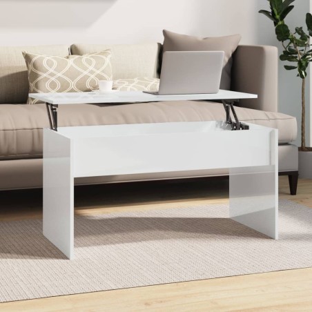 vidaXL Mesa de centro contrachapada blanco brillante 102x50,5x52,5 cm