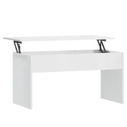 vidaXL Mesa de centro contrachapada blanco brillante 102x50,5x52,5 cm