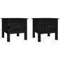 vidaXL Mesa auxiliar 2 uds de madera maciza de pino negro 40x40x39 cm