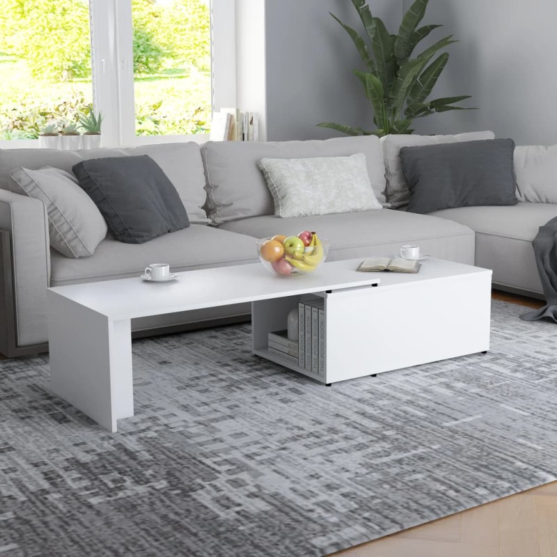 vidaXL Mesa de centro madera contrachapada blanco 150x50x35 cm vidaXL Mesa de centro madera contrachapada blanco 150x50x35 cm