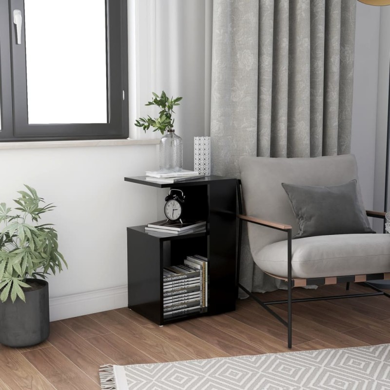 vidaXL Mesa auxiliar de madera contrachapada negro 36x30x56 cm vidaXL Mesa auxiliar de madera contrachapada negro 36x30x56 cm