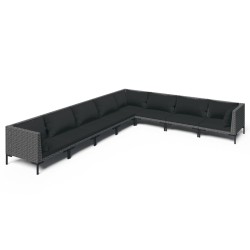 vidaXL Set sofás de jardín 8 pzas cojines ratán sintético gris oscuro