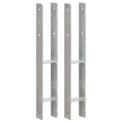 vidaXL Anclajes de valla 2 uds acero galvanizado plateado 8x6x60 cm