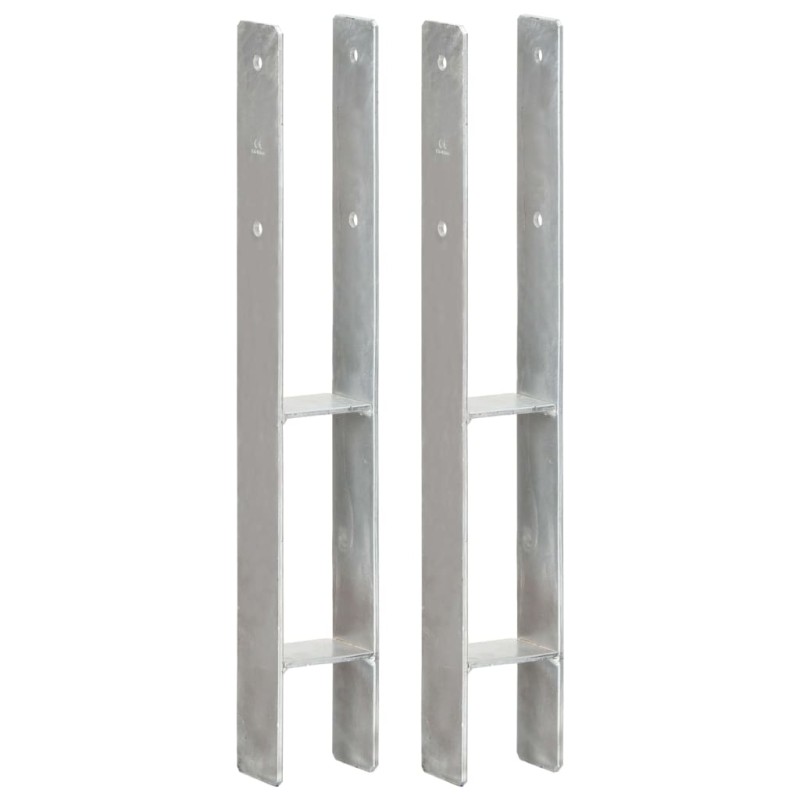 vidaXL Anclajes de valla 2 uds acero galvanizado plateado 8x6x60 cm vidaXL Anclajes de valla 2 uds acero galvanizado plateado 8x6x60 cm