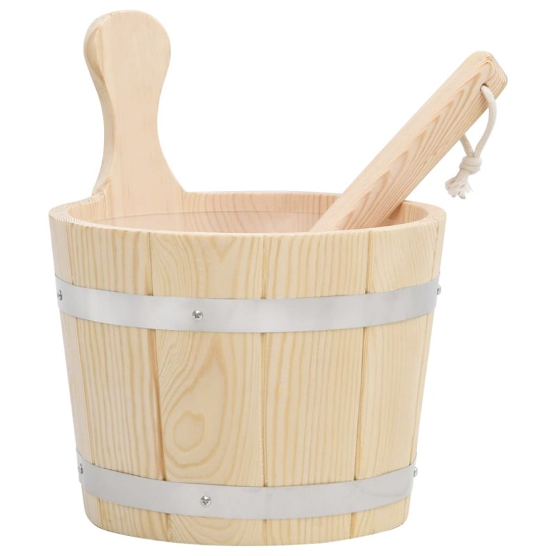 vidaXL Set de cubeta y cucharón para sauna madera maciza de pino vidaXL Set de cubeta y cucharón para sauna madera maciza de pino