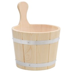 vidaXL Set de cubeta y cucharón para sauna madera maciza de pino