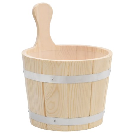vidaXL Set de cubeta y cucharón para sauna madera maciza de pino