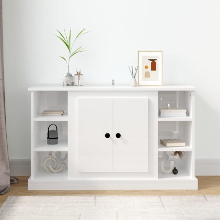 vidaXL Aparador de madera contrachapada blanco brillante 100x35,5x60cm