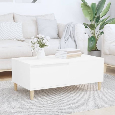 vidaXL Mesa de centro madera contrachapada blanco 90x50x36,5 cm