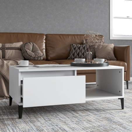 vidaXL Mesa de centro madera contrachapada blanco 90x50x36,5 cm