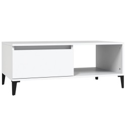 vidaXL Mesa de centro madera contrachapada blanco 90x50x36,5 cm