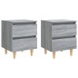 vidaXL Mesitas de noche 2 uds patas de madera gris Sonoma 40x35x50 cm vidaXL Mesitas de noche 2 uds patas de madera gris Sonoma 40x35x50 cm