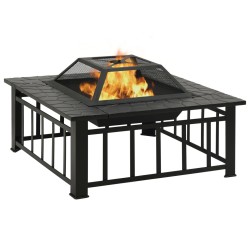 vidaXL Brasero de jardín con atizador acero XXL 81x81x47 cm