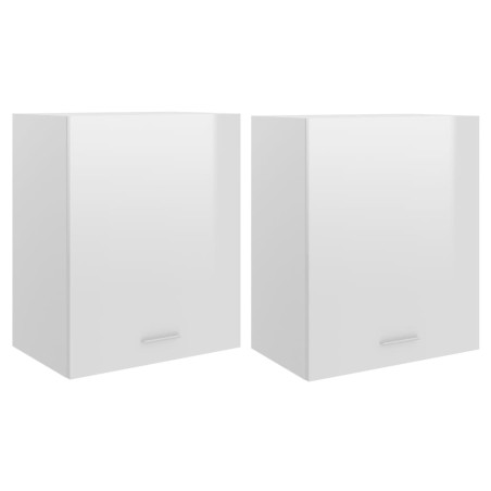 vidaXL Armario colgante 2 uds contrachapada blanco brillo 50x31x60 cm