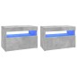 vidaXL Muebles de TV con luces LED 2 uds gris hormigón 60x35x40 cm