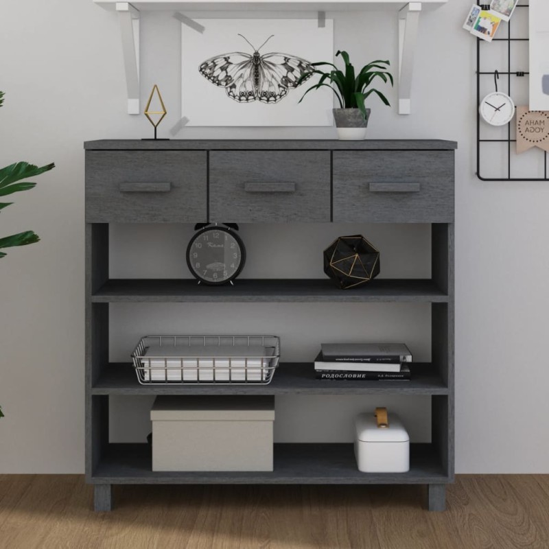 vidaXL Mesa consola madera maciza de pino gris oscuro 90x35x90 cm vidaXL Mesa consola madera maciza de pino gris oscuro 90x35x90 cm