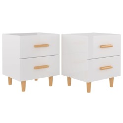 vidaXL Mesitas de noche 2 unidades blanco brillante 40x35x47,5 cm