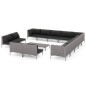 vidaXL Muebles de jardín 14 pzas y cojines ratán sintético gris oscuro