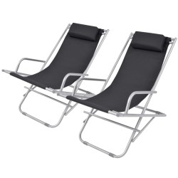 vidaXL Tumbonas reclinables 2 unidades acero negro