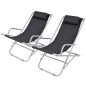 vidaXL Tumbonas reclinables 2 unidades acero negro vidaXL Tumbonas reclinables 2 unidades acero negro