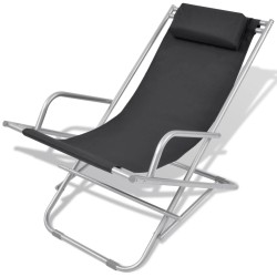 vidaXL Tumbonas reclinables 2 unidades acero negro