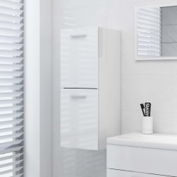 vidaXL Armario de baño madera contrachapada blanco brillo 30x30x80 cm