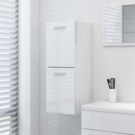 vidaXL Armario de baño madera contrachapada blanco brillo 30x30x80 cm