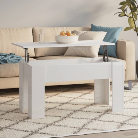 vidaXL Mesa de centro madera contrachapada blanco brillo 101x49x52 cm