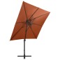 vidaXL Sombrilla voladiza con poste y luces LED terracota 250 cm vidaXL Sombrilla voladiza con poste y luces LED terracota 250 cm