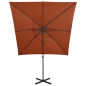 vidaXL Sombrilla voladiza con poste y luces LED terracota 250 cm vidaXL Sombrilla voladiza con poste y luces LED terracota 250 cm