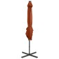 vidaXL Sombrilla voladiza con poste y luces LED terracota 250 cm vidaXL Sombrilla voladiza con poste y luces LED terracota 250 cm