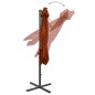 vidaXL Sombrilla voladiza con poste y luces LED terracota 250 cm vidaXL Sombrilla voladiza con poste y luces LED terracota 250 cm